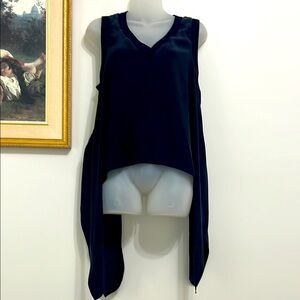 Cinq à Sept Navy Silk Top
